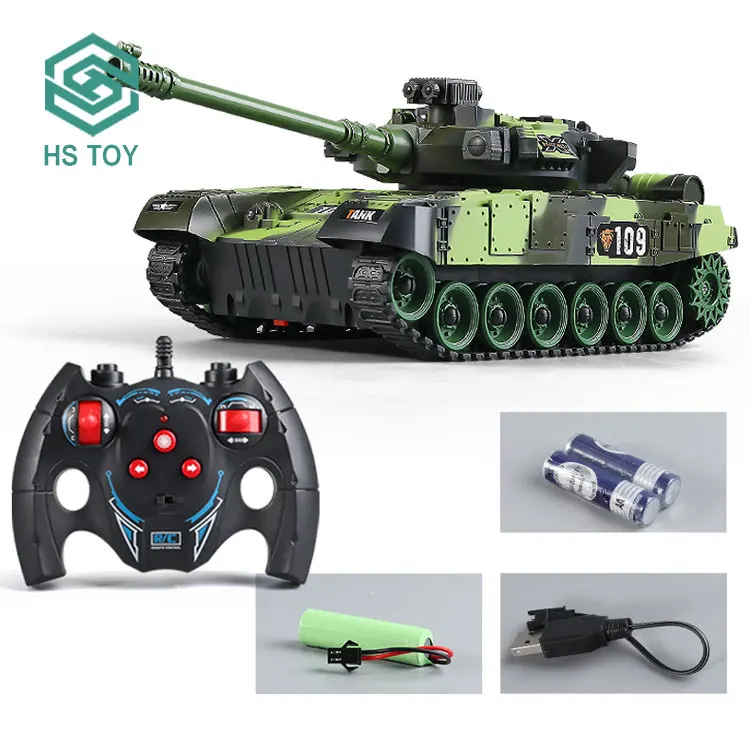 HS 5-канальная боевая игра 40 МГц трек бег радиоуправляемая модель игрушка мини RC Rwd Военный танк с подсветкой Музыки