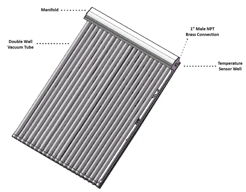 SRCC  INEMTRO Solar keymark  20tubes  Rooftop   Vacuum tube  Heat Pipe  Copper Solar Collector