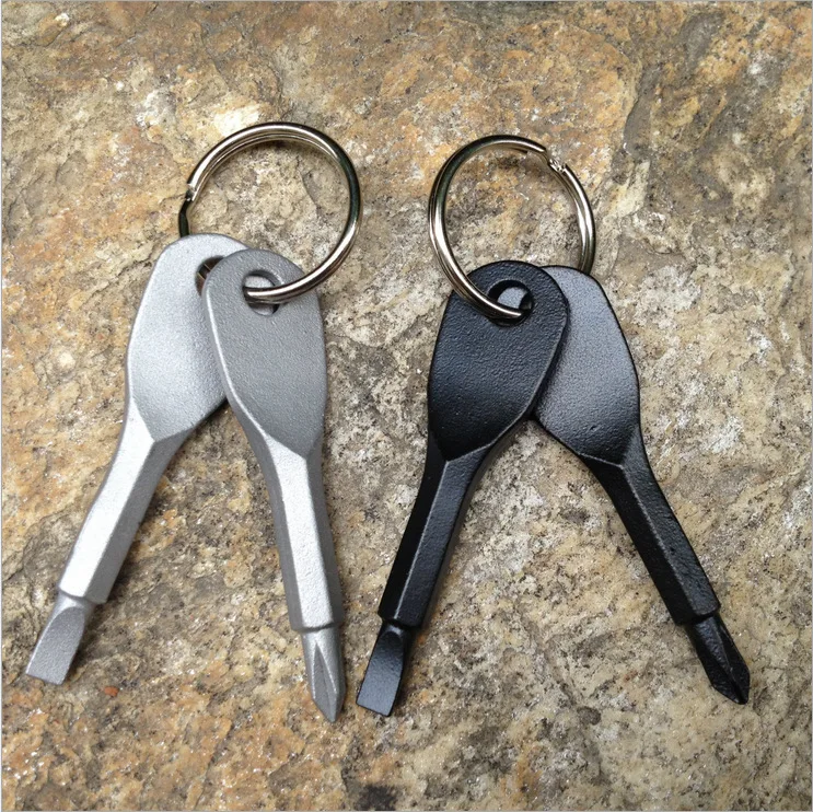 Portable ScrewdriverOutdoor EDC Carry-on Multi-Tool One-Letter Start Phillips Screwdriver with Key Ring Lanyard  Keyring
