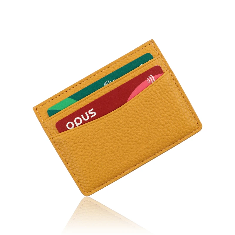 Women Custom Logo Wallet Color Pebble Leather Card Holder Slim Credit Cardholder Wallet