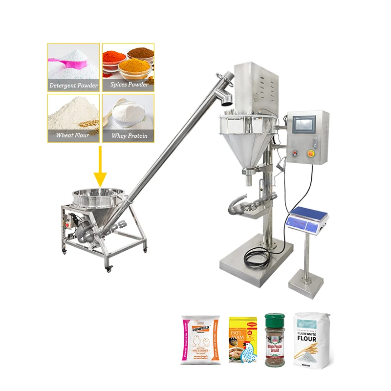 Semi Auto Augur Filler With Base Weighed Pharmaceutical Machinery Powder Filling Packaging Machine