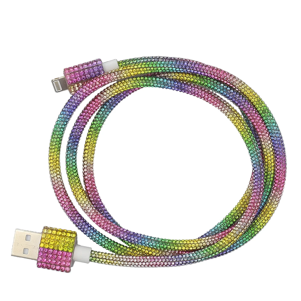 
New diamond bling bling colorful data cable spot car phone fast charging line charging cable 
