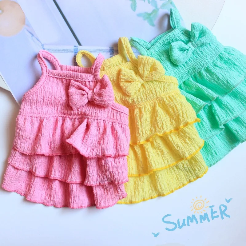 Wholesale pet clothes spring and summer thin dog skirt teddy Bargat small dog cat candy color layered dress