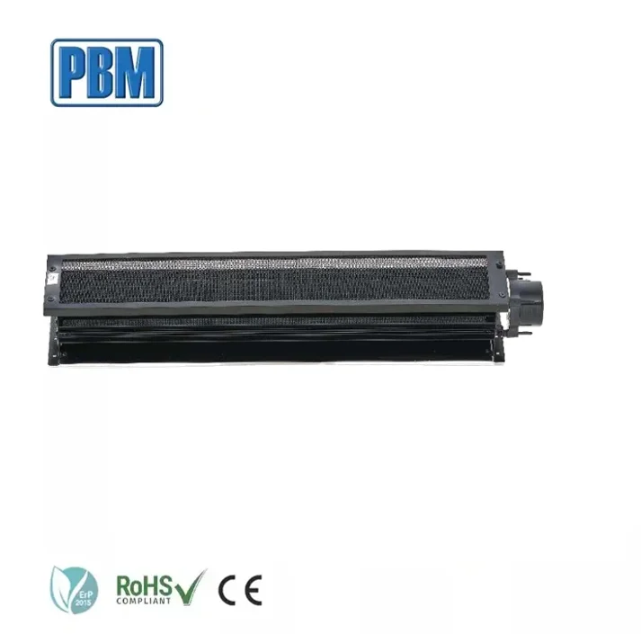 Eco 230VAC 100m3h 30mm 530mm Air Outlet Impeller Cross Flow Ventilation Fan for Fireplace