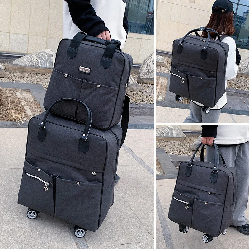 Short-distance travel bag printed logo large-capacity luggage boarding female light travel bag business trip male bag with pouch
