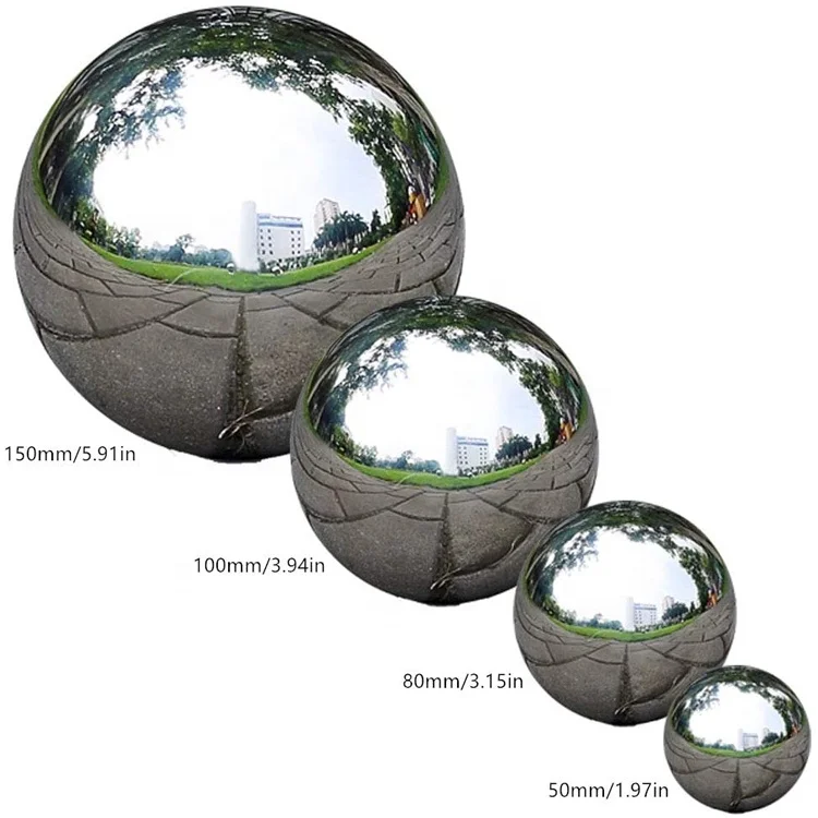 Зеркальный шар из нержавеющей стали, зеркальный полированный полой шар, светоотражающая садовая сфера для украшения дома и сада, 50-150 мм