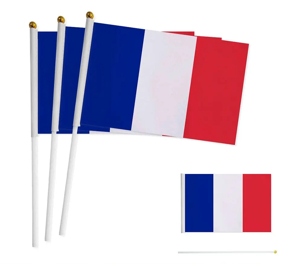French hand flag Polyester belt pole flag Fan holiday advertising small flag