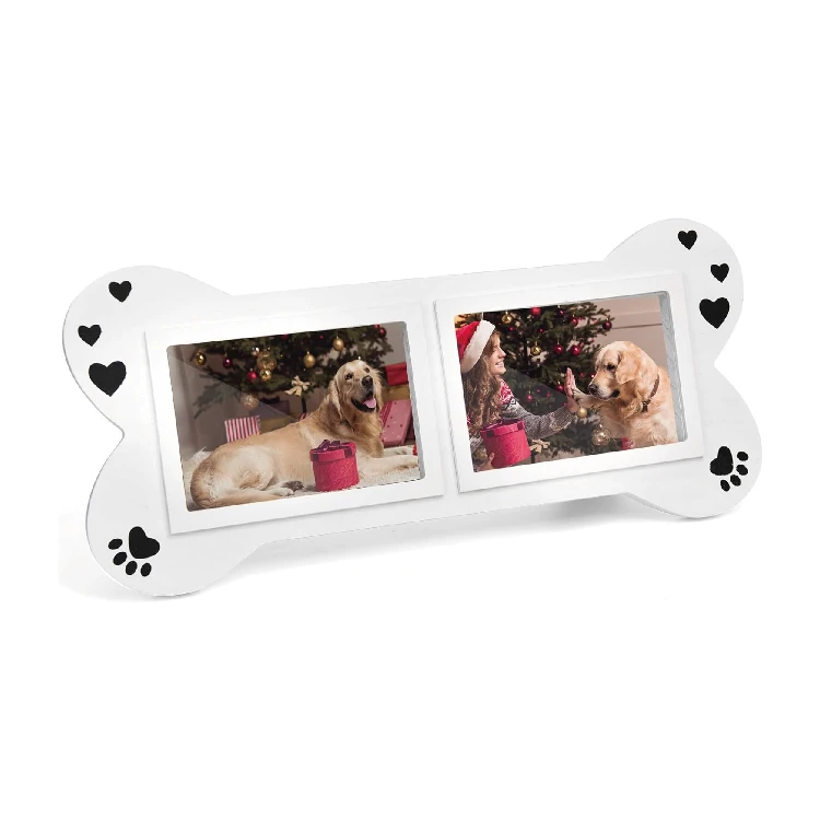 Wood Dog Picture Frame Two Collage Design MDF Material Iron Metal Silk Screen Printing Gift for Dog Lovers