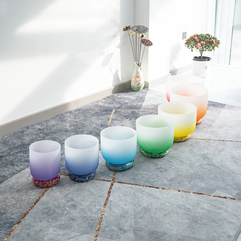 6-12inch Frosted Quartz  Crystal Singing Bowl sound healing sound healing chakra bowl set