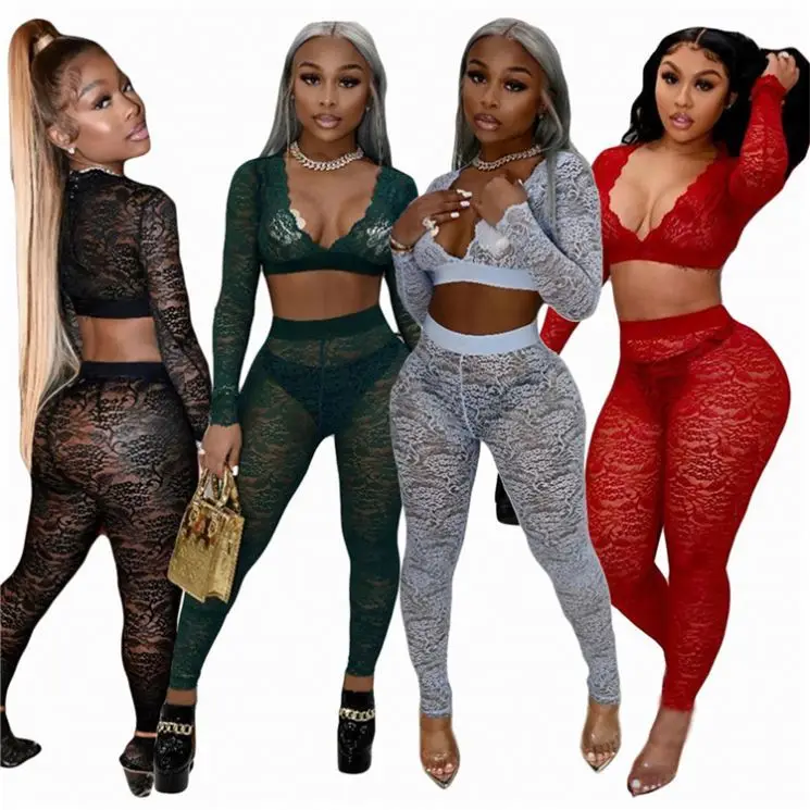 
Aomei Fashion Sexy Lace Solid Color Mesh Two Piece Set Women Clothing Women Clothes 2021 Aomei Fashion Sexy Lace Solid Color Mesh Two Piece Set Women Clothing Women Clothes 2021