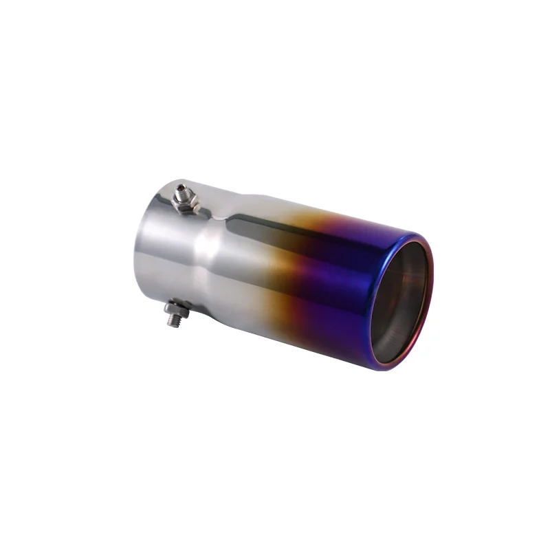 Universal Stainless Steel Exhaust Muffler with Burnt Blue Tip for Increased Throat and Durability