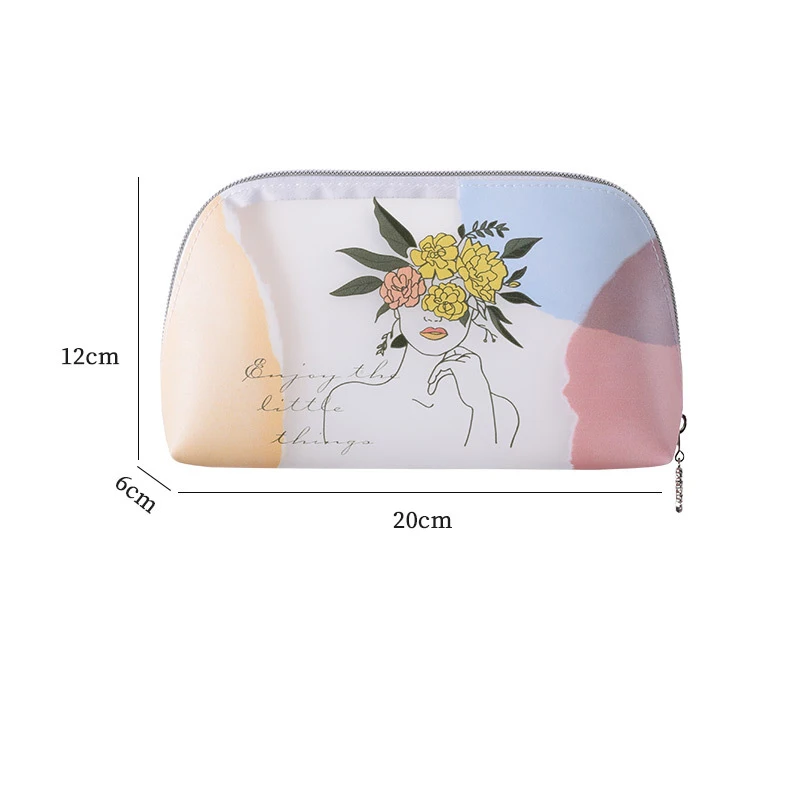 Woman Zipper Cosmetic Bag TPU Girl Character Toiletries Makeup Storage Case Frosted Transparent Travel For Lipstick Cream