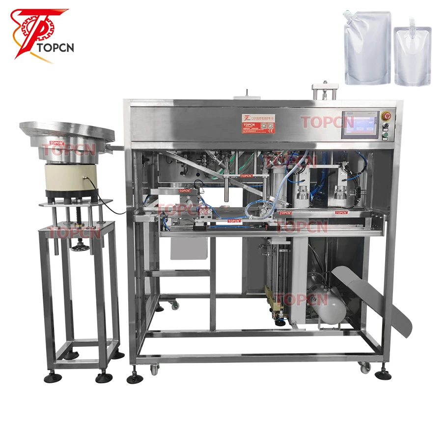 Liquid Detergent Mayonnaise Ketchup Juice Spouted Pouch Packer Shampoo Lotion Bag Filling and Capping Machine