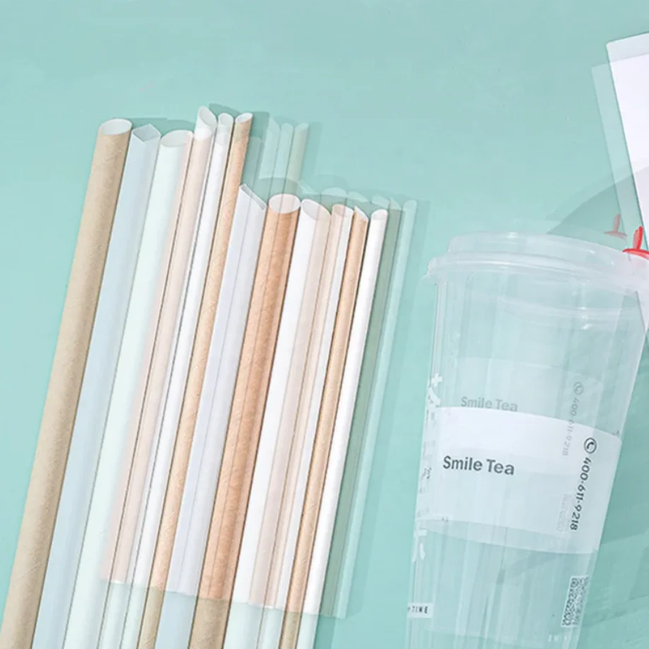 Customizable 6mm 8mm 12mm Disposable Compostable Straight PLA Straws Party Biodegradable Boba Bubble Milk Tea Plastic Straws