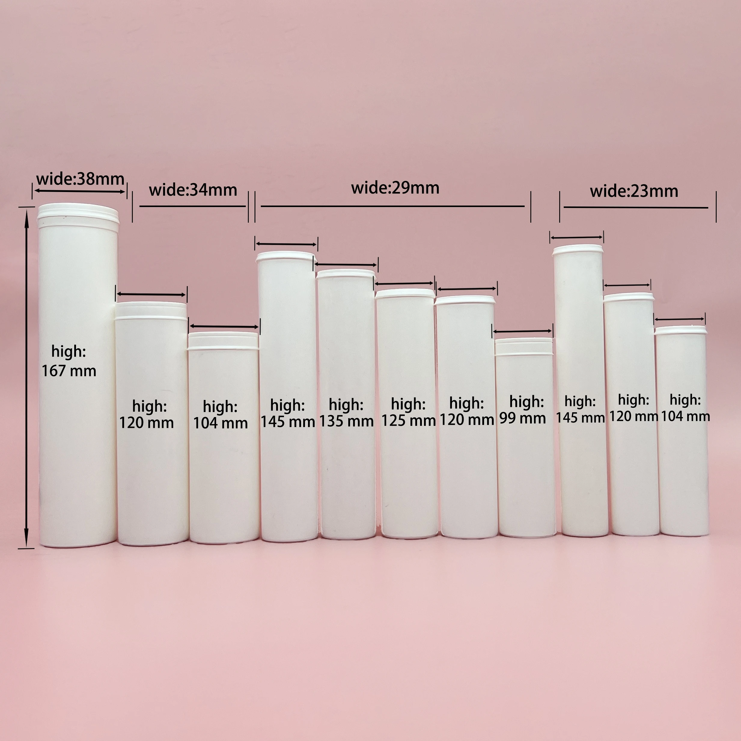 29*99mm Vitamin C Effervescent Tablet Candy Bottles Milk Tablet Bottle Desiccant Caps PE Screen Printing Customized Logo Spring