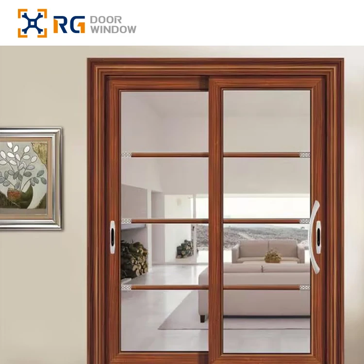 RG110 Factory Custom Sale Double Glazed Aluminum Frame Heat Insulation Casement Stainless Steel Sliding Door
