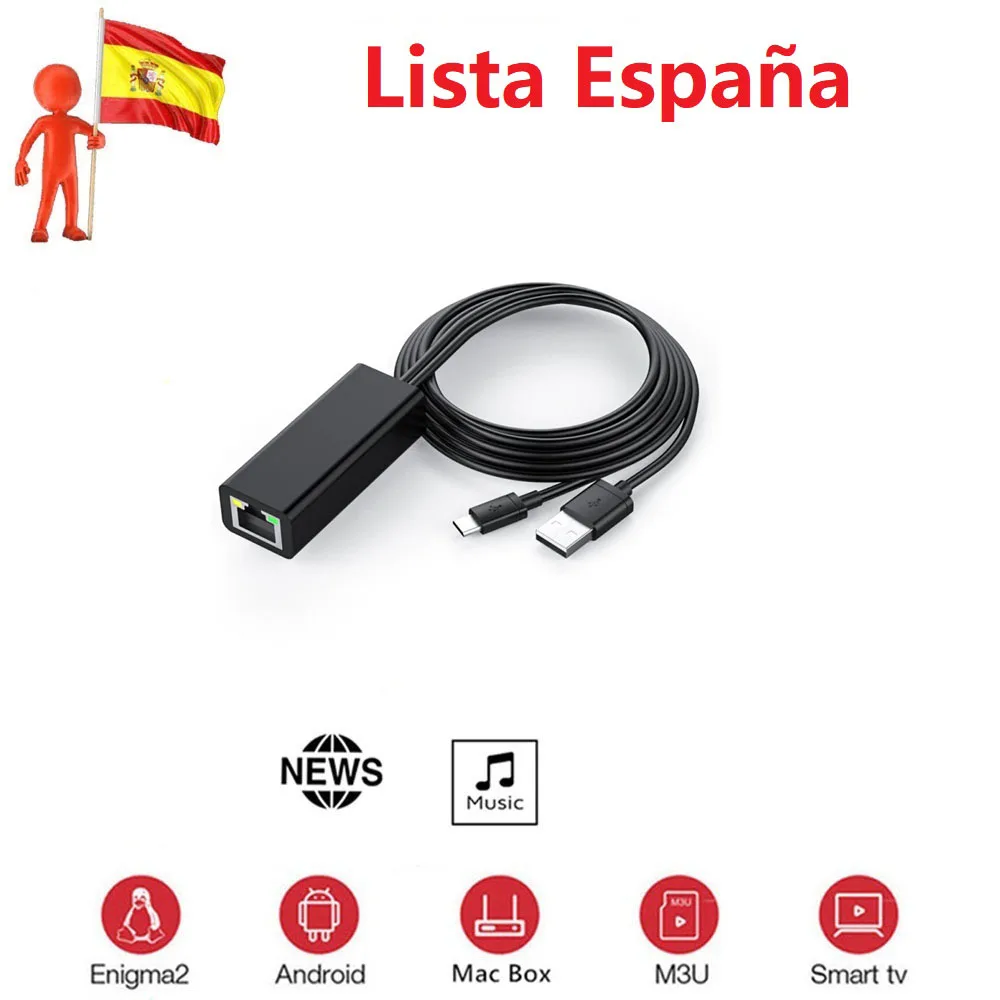 Cable de yellow espanola, compatible con smart tv, android IOS, PC, m3u, anual