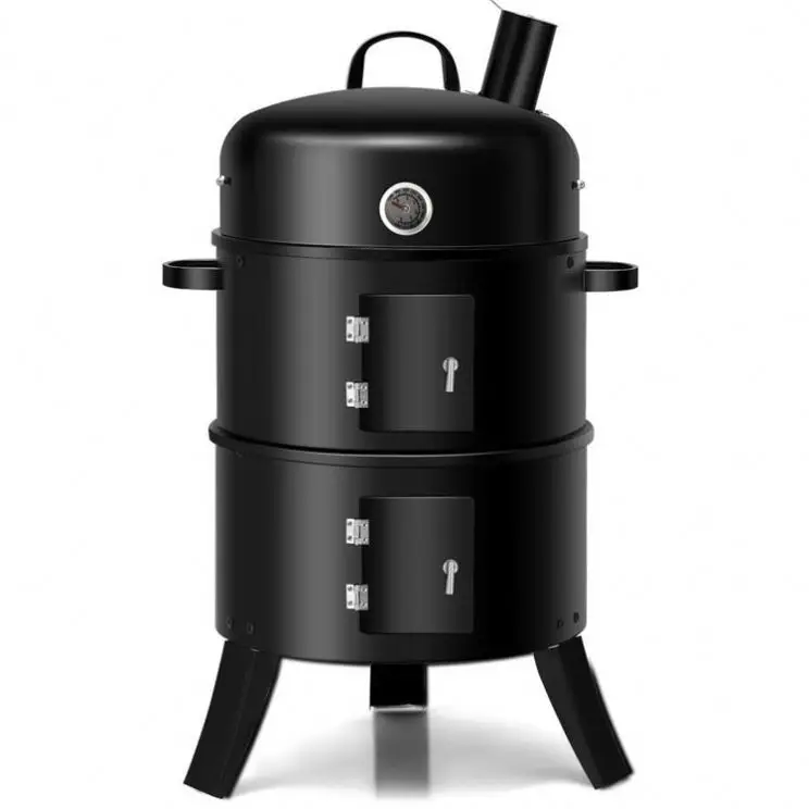 Black Chimney Three Layers Charcoal Stove Cooking Heating Grill