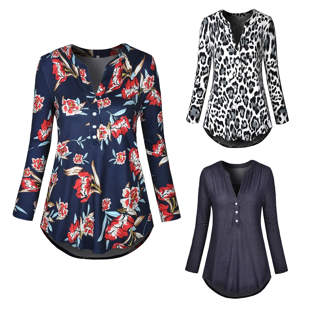 OEM custom design women long sleeve blouse casual tops