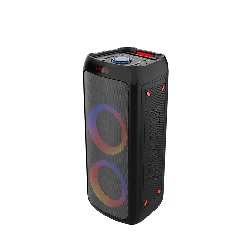 FANSBE 40W LED Dual 8 Inch TWS Pa Speaker System Trolley DJ Bass Bluetooth Party Speakers With Wireless Mic