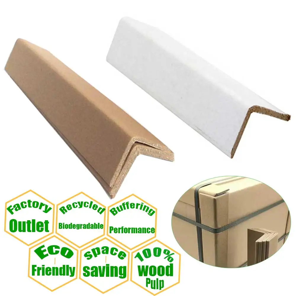 Factory Outlet Eco-friendly Recyclable Bio-gradable White/Brown L-Board Shaped Hard Kraft Paper Corner Angle Guard Protectors