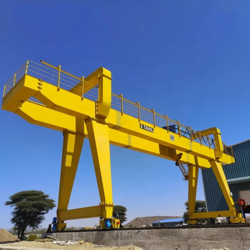 Rail Mounted Double beam overhead  gantry crane 20 ton 30 ton 40 ton with winch trolley for Granite Plant