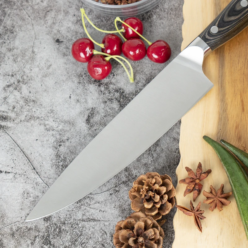 8 inch 5cr15 Stainless Steel Kitchen Knife Ergonomic Pakka Wood Handle Kitchen Chef Knife