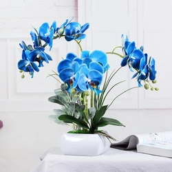 High Quality Artificial Orchid Latex Silk Flowers Bonsai Home Decorative Phalaenopsis Orchid Real Touch Plant Orchid Pot Set