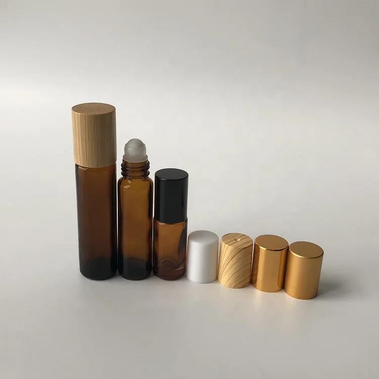 5ml 10ml 15ml Glass Fragrance Oil Rollon Bottle Brown For Lip Balm Oil Roller Ball Insert Roll On Tube