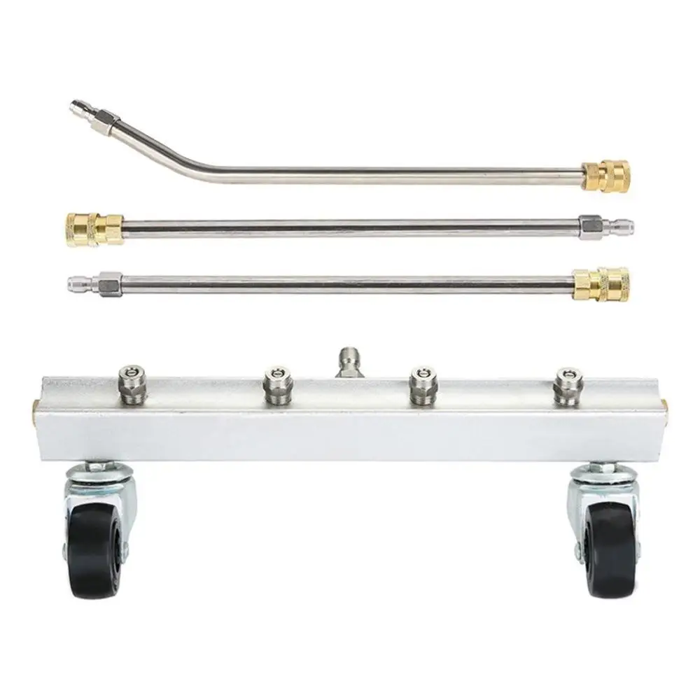Pressure Washer Undercarriage Cleaner 14 Inch Underbody Car Wash Water Broom 4000 PSI 1/ 4 Quick Connect and Swivel Caster Wheel