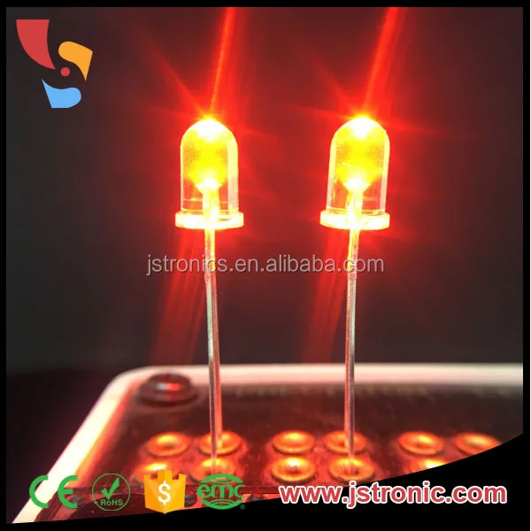 Juhong led diode 1.8v-2.2v 5mm 620nm/630nm/640nm/660nm red dip led free sample