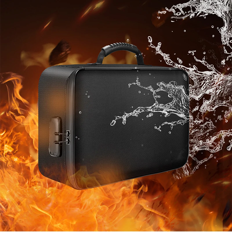 Multi-Layer Portable File Storage with Lock for Important Passport Certificates Waterproof Fireproof Document Organizer Bag