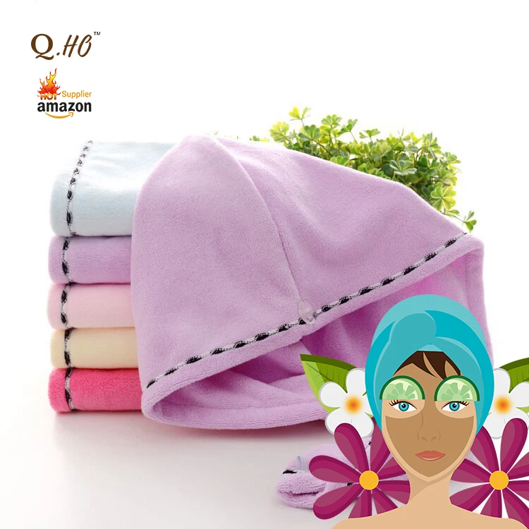 Wholesale Custom SPA Women's Super Absorbent Quick Dry Girls Women Microfiber Hair Turban Wrap Towel