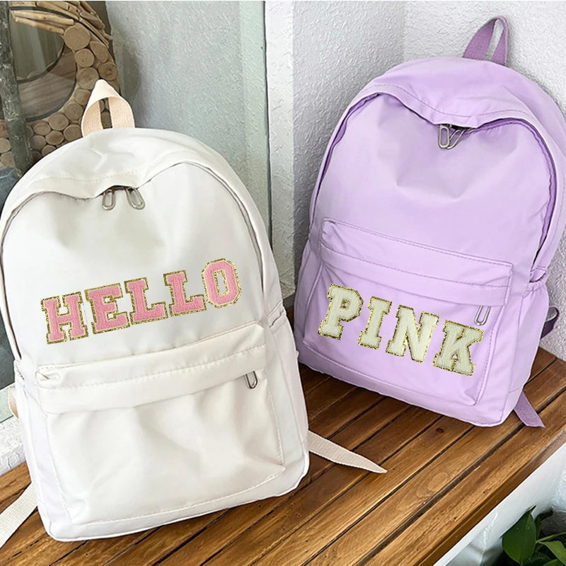 Wholesale Teenagers Nylon School Backpack Bag Chenille Patches Kids School Backpack Bag