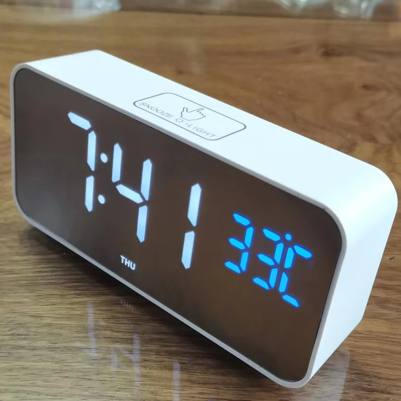 Touch LED music small alarm clock Table Music Alarm Clock with Mirror 3 Alarm Setting