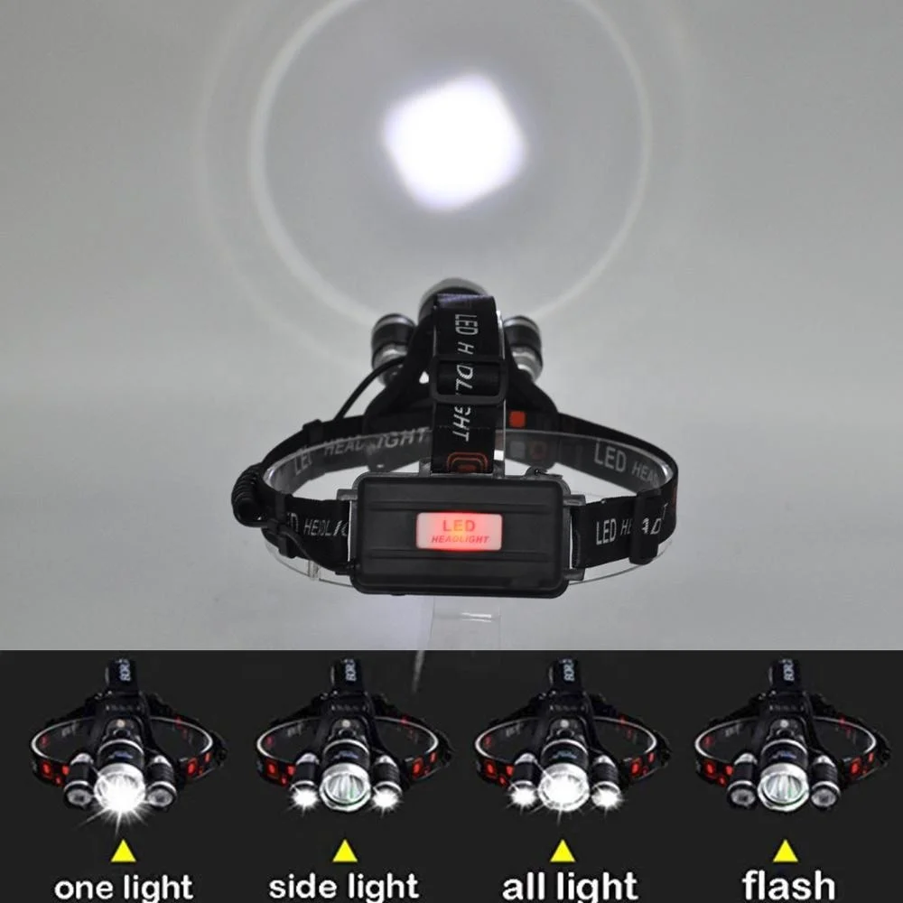 3PCS Ultra Bright Head torch Flashlight 18650 XML T6 1800 lumens rechargeable led headlamp