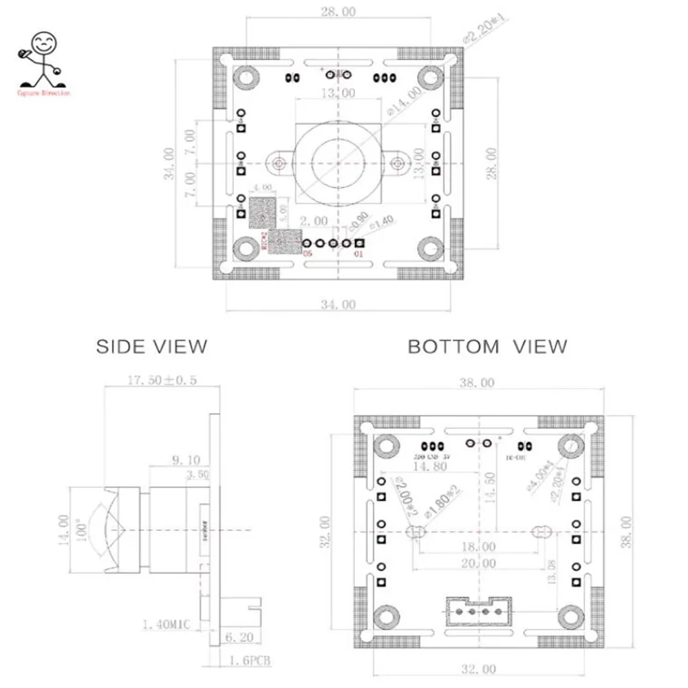Taidacent Free Driver PS5260 1080P 2MP USB Webcam with Microphone USB Computer Camera Industrial PC Camera Board