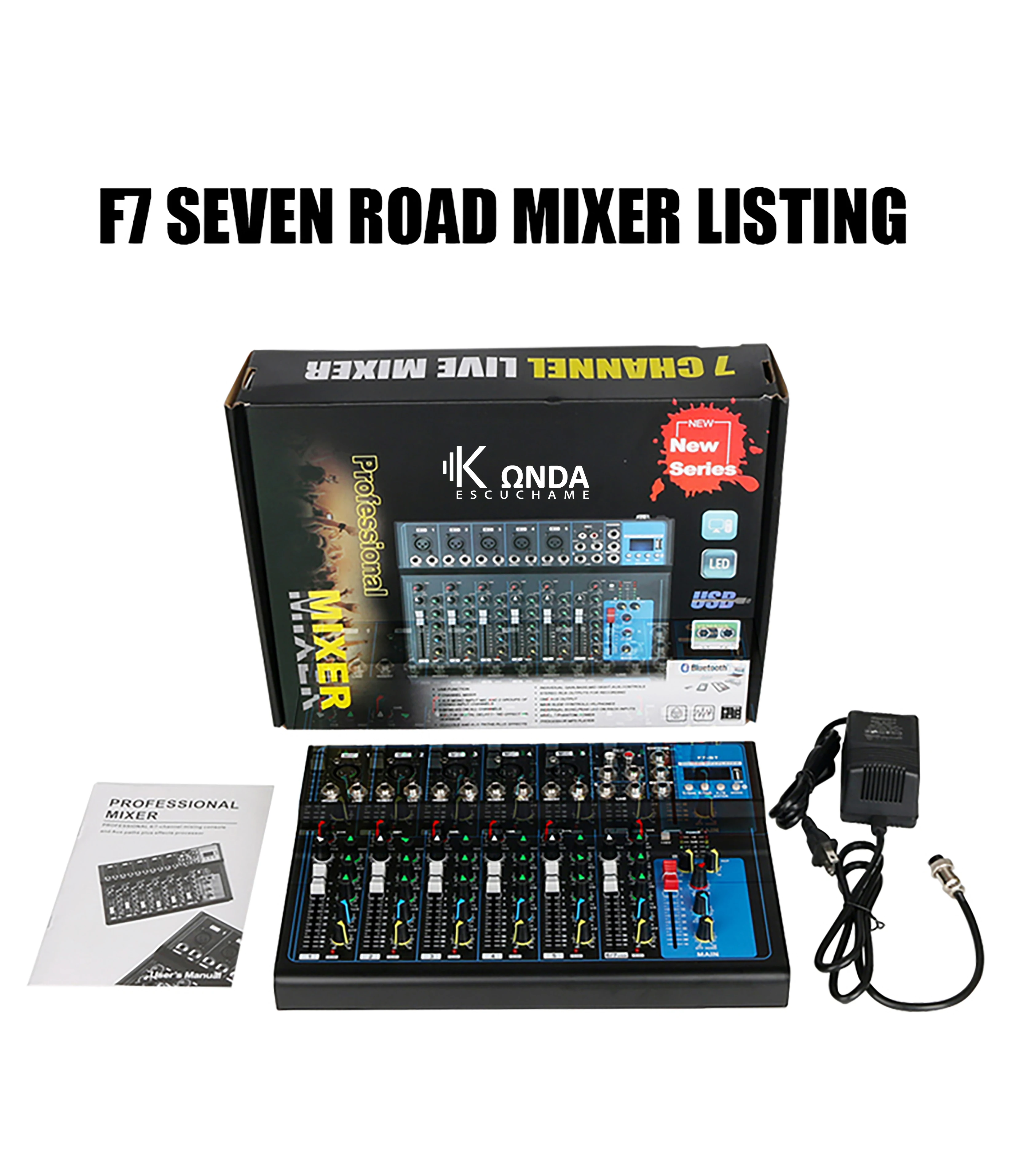 F4/F7   Sound Professional 4 or 7 channels bluetooth celular connection 99 DSP USB  MP3 player Digital Audio mixer