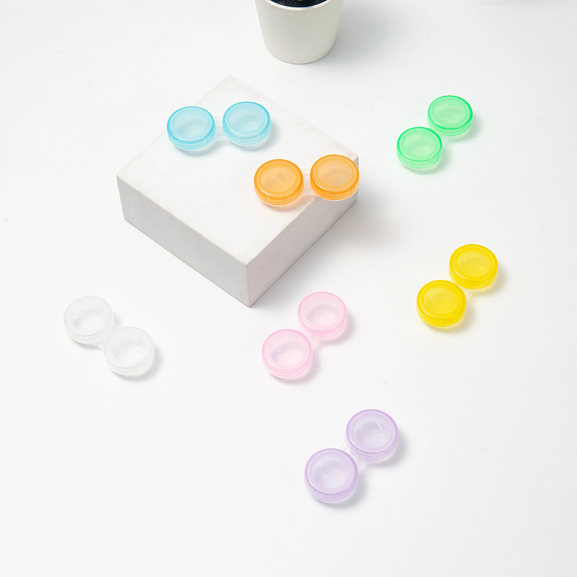 Portable colorful High Quality Korea-contact-lens Cute Dual contact lens kit for contact lenses case