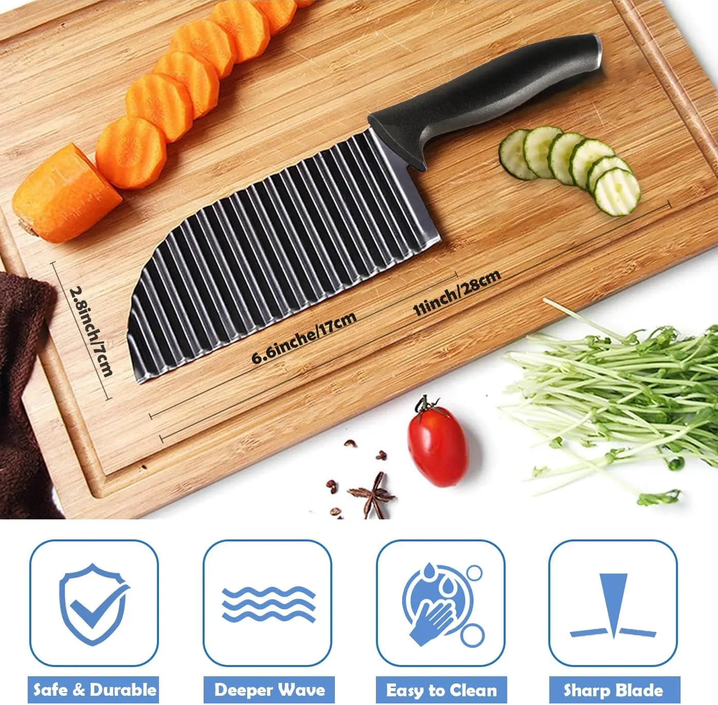 High Quality Wave Knife Stainless Steel French Fry Slicer Crinkle Cutter for Veggies Potatoes