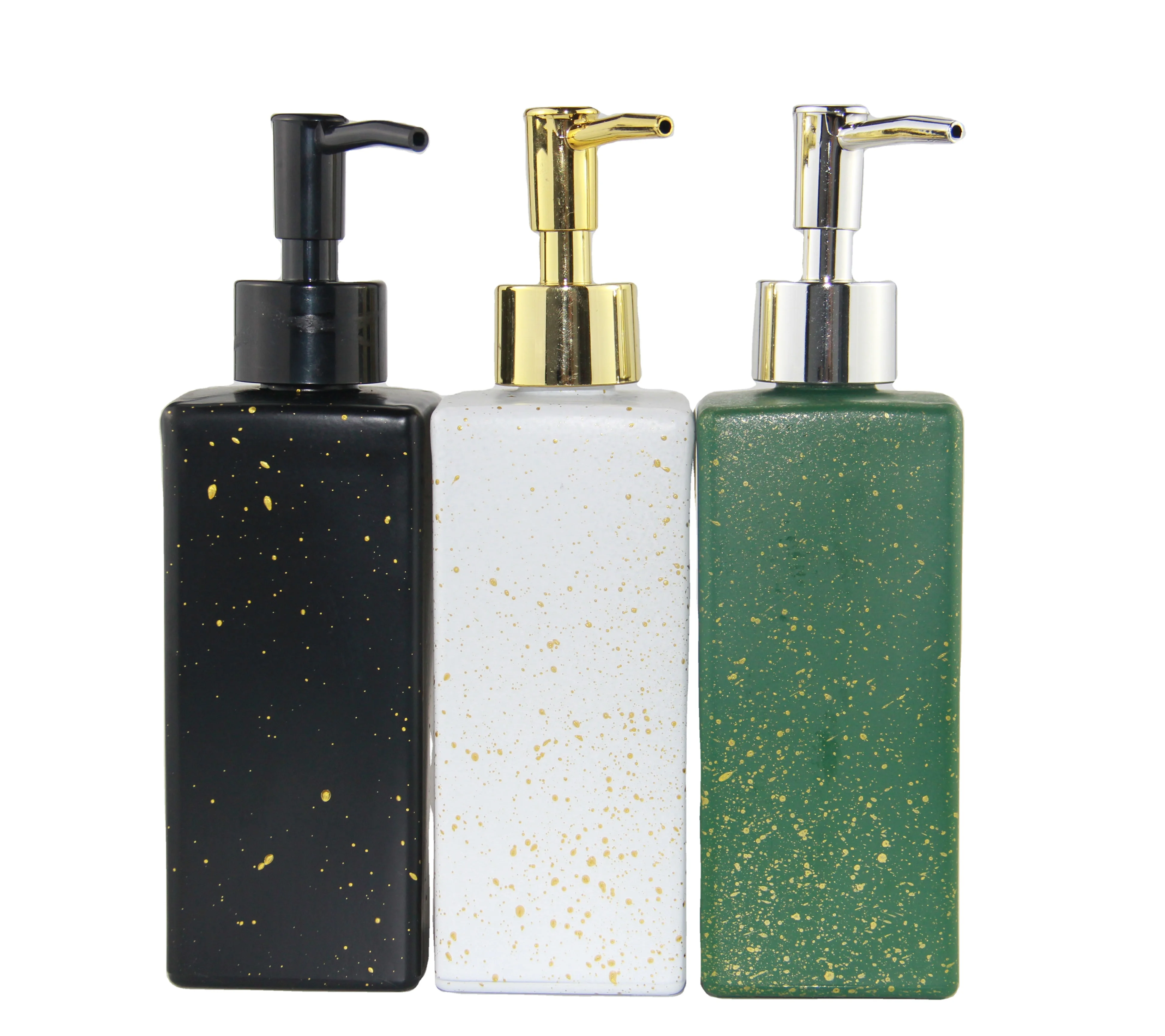 
Luxury multi-color optional shampoo shower gel glass bottle with various styles of pump head cosmetics lotion glass bottle 