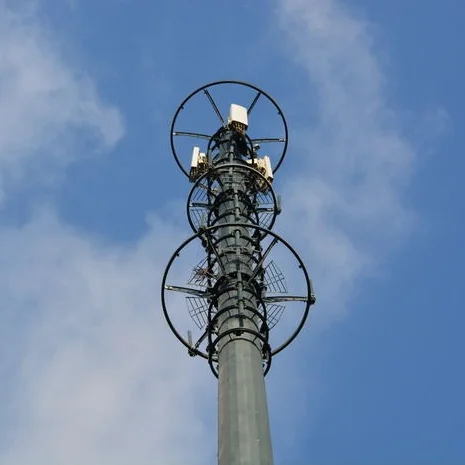 30m galvanized steel tube telecom monopole communication antenna pole tower