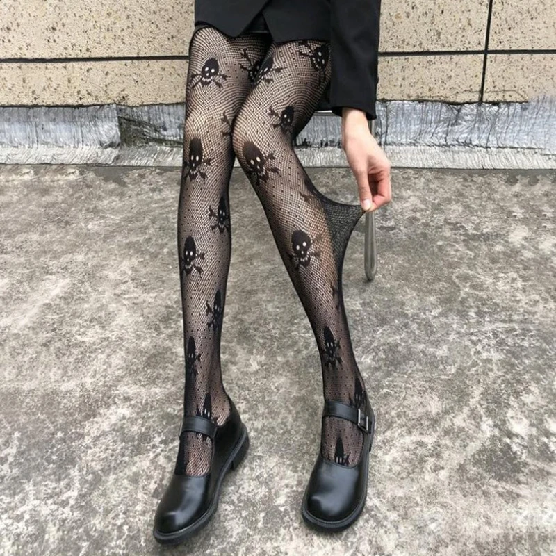Halloween mesh floral print pantyhose lady sexy woman pantyhose tights