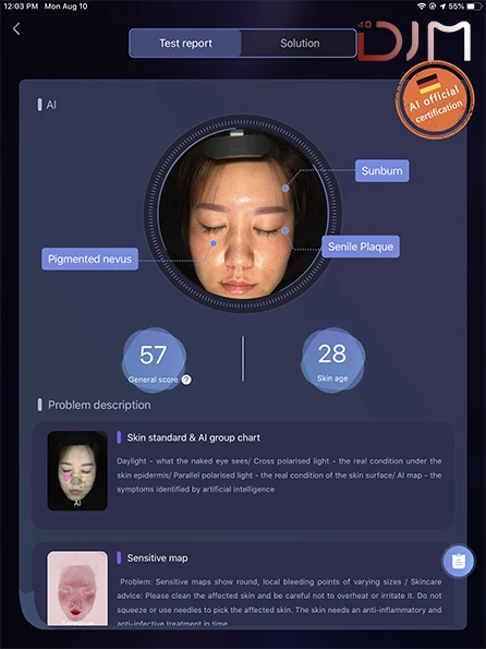 DJM Professional Skin Analyzer 3D Smart Face Skin Diagnosis System Facial Skin Problem Analysis Machine