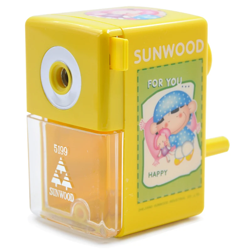 SUNWOOD Manual Pencil Sharpener Machine Plastic for Classroom Kids School Office and Teacher Supplies 5199 Yellow