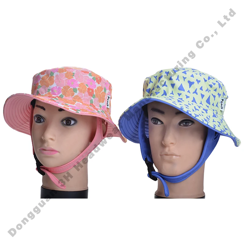 Design Adjustable Outdoor Waterproof Quick Dry Surfing Bucket Hat for Unisex Custom Print Surf Caps Hats with Chin Strap