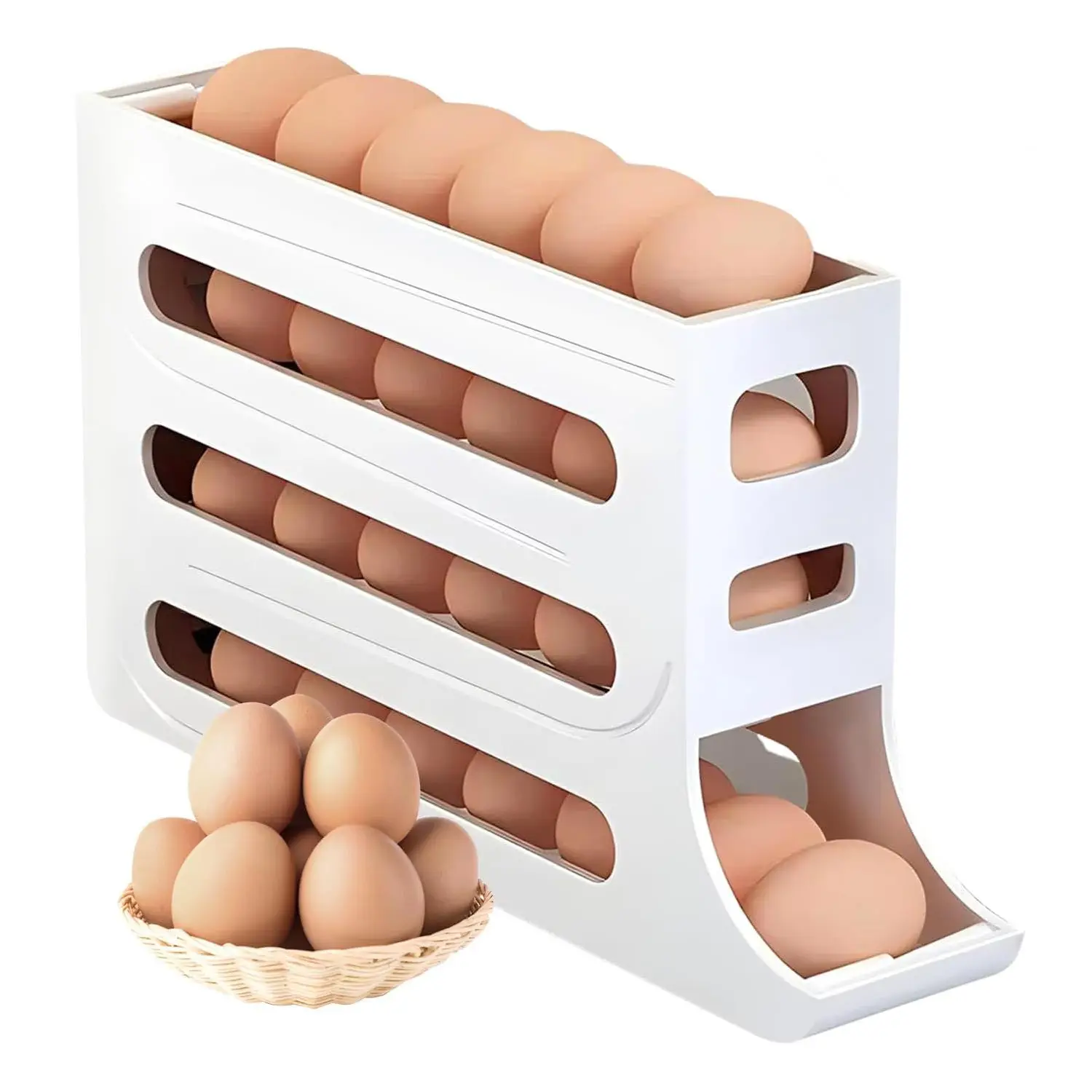 4-слойный холодильник держатель для яиц контейнер хранения свежих раскатки диспенсер