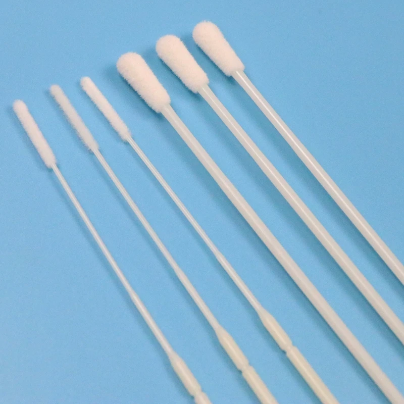 145mm Disposable ABS Stick Sterile Flocked Nylon Throat Test Swab Oral Specimen Collection Without Breaking Point