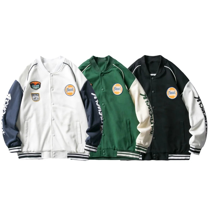 OEM Shoulder Knot Custom Men Women Oversize Jacket Cotton Blend Street Coat letterman Jacket