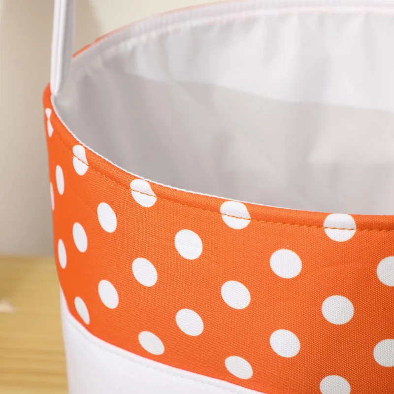 Mongram Trick Or Treat Candy Bag Custom Kids Gift Embroidery Fabric Polka Dot Halloween Buckets